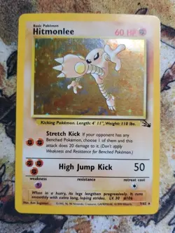 Pokemon TCG Fossil Set Hitmonlee Holo Card 7/62 WoTC MP - Image 1