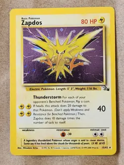 Pokemon Zapdos 15/62 Fossil Holo - Image 1