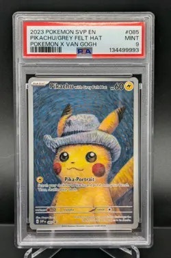 Pokemon PSA 9 Mint Pikachu with Grey Felt Hat 085 SVP Black Star Promo Card - Image 1