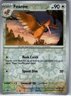 Fearow 022/165 Reverse Holo SV: Scarlet & Violet 151 - Pokemon Card - NM - Image 1