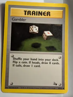 Gambler 60/62 Trainer Fossil - Pokemon TCG CCG Card - Image 1