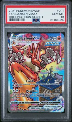 2021 Pokemon Sword & Shield Chilling Reign #201 Blaziken Vmax PSA 10 - Image 1