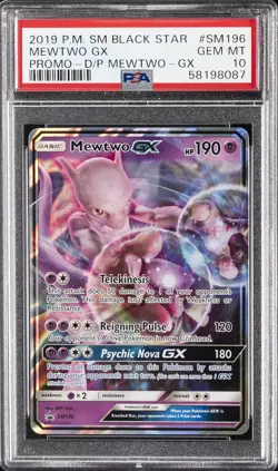 2019 POKEMON SM BLACK STAR PROMO DETECTIVE PIKACHU MEWTWO-GX MEWTWO GX PSA 10 - Image 1