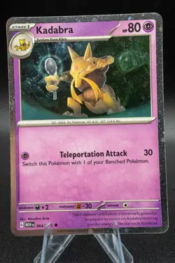 Pokemon TCG Scarlet & Violet 151 Kadabra #64 Cosmos Holo 064/165 Near Mint NM ++ - Image 1