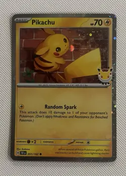 2026 Pikachu 051/162 Pokemon Day 30th Anniversary Stamped Promo TCG Cosmo Holo - Image 1
