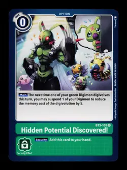 Hidden Potential Discovered! BT3-103 Green Digimon Card CCG Trading Card - Image 1