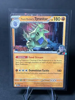 Pokemon TCG Team Rockets Tyranitar Card Stamped, 096/182, Destined Rivals - Image 1
