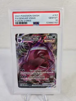 2021 POKEMON SWORD & SHIELD FUSION STRIKE #157 FULL ART/GENGAR VMAX PSA 10 - Image 1