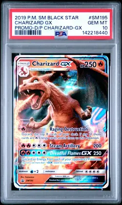 2019 POKEMON SM BLACK STAR PROMO #SM195 CHARIZARD GX PSA 10 - Image 1