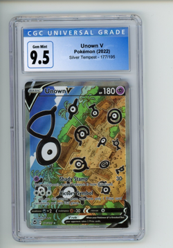 2022 Pokemon Silver Tempest Unown V 177/195 Alternate Alt Art CGC 9.5 - Image 1