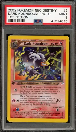 Pokemon Dark Houndoom Neo Destiny 1st Edition Holo Rare #7 PSA 9 Mint - Image 1
