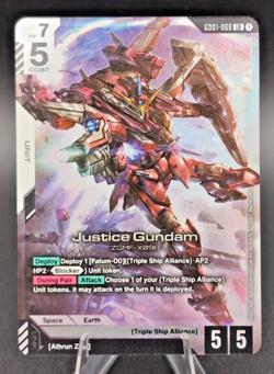 Justice Gundam LR GD01-066 Legend Rare – Newtype Rising Gundam Card Game - Image 1