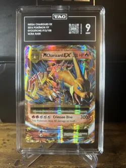 2016 Pokemon TAG 9 Mega M Charizard EX Holo XY Evolutions 13/108 Psa 9 Cross - Image 2
