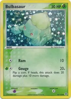 Moderately Played Bulbasaur - 55/112 - Common - Reverse Holo Pokemon FireRed & L - Image 1