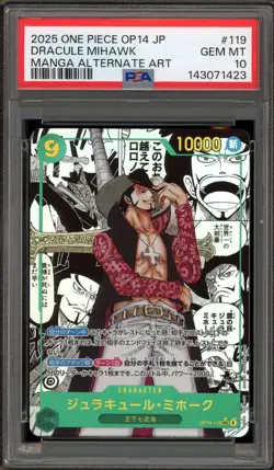 One Piece CCG Dracule Mihawk Japanese Manga Alternate Art OP14-119 PSA 10 - Image 1