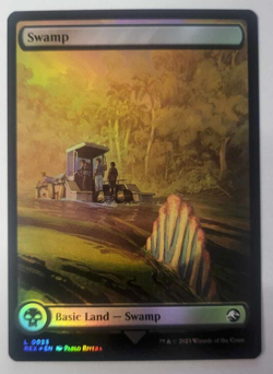 mtg magic swamp FOIL jurassic park world extended borderless 0023 ENGLISH marais - Image 1