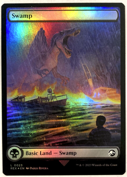mtg magic swamp FOIL jurassic park world extended borderless 0023 ENGLISH marais - Image 2