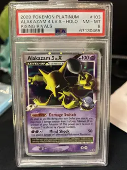 😈2009 POKEMON PLATINUM RISING RIVALS #103 ALAKAZAM 4 LV.X-HOLO PSA 8🔥 - Image 1