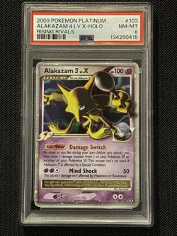 Alakazam 4 LV.X 103/111 PSA 8 Pokemon Platinum Rising Rivals 2009 TCG - Image 1