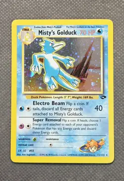 Misty's Golduck 12/132 Holo Rare Gym Challenge Pokemon Card WoTC Vintage HP - Image 1