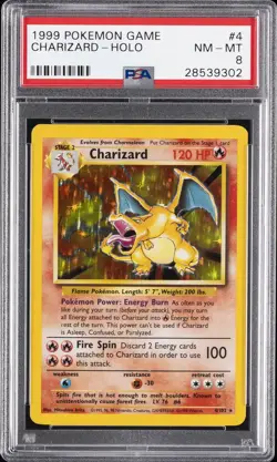 1999 POKEMON GAME #4 CHARIZARD-HOLO PSA 8 - Image 1