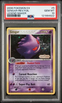 2006 POKEMON EX LEGEND MAKER #5 GENGAR-REVERSE FOIL PSA 10 - Image 1