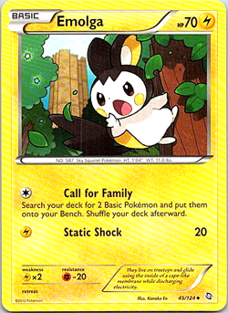 Emolga 45/124 Pokemon BW Dragons Exalted Regular Light Play - Image 1