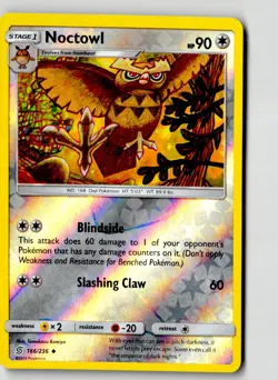 Noctowl 166/236 Uncommon Unified Minds Pokemon Reverse Holo Lightly Played - Image 1