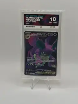 Team Rocket's Nidoking EX 216 Destined Rivals Secret Rare ACE 10 Pokemon TCG - Image 1