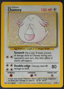 Pokemon - Chansey Holo - 3/102 - Base Set - Rare Card - NM - Image 2