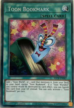 Toon Bookmark BLCR-EN067 Secret Rare 1st Edition YuGiOh TCG Card - Image 1