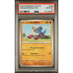 Hisuian Growlithe 099/167 PSA 10 Twilight Masquerade Pokemon Card English - Image 1