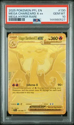 2025 POKEMON PFL EN-PHANTASMAL FLAMES MEGA HYPER RARE MEGA CHARIZARD X EX PSA 10 - Image 1