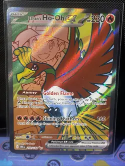 Pokemon Destined Rivals Ethan's Ho-Oh EX Full Art 209/182 Ultra Rare NM - Image 1