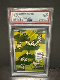 2023 Pokemon OBF En Pidgey Illustration Rare 207/197 PSA 9 Gem Mint - Image 1