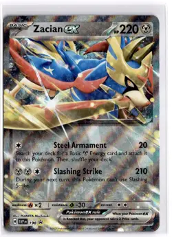 Pokemon TCG Zacian ex 198 Sv: Scarlet & Violet Black Star Promo Double Rare - Image 1