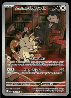 Pokemon Cards Team Rocket's Meowth 203/182 Destined Rivals Illustration Rare NM - Image 1