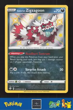 2021 Pokemon SWSH Shining Fates SV078/SV122 Galarian Zigzagoon - Image 1
