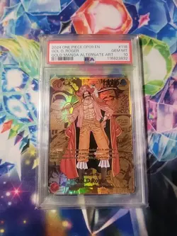 PSA 10 Gol D Roger OP09-118 Gold Manga Alt Art Parallel ONE PIECE Card - Image 1