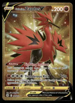 Pokemon Cards Galarian Zapdos V 182/172 Brilliant Stars Secret Rare NM *1 - Image 1
