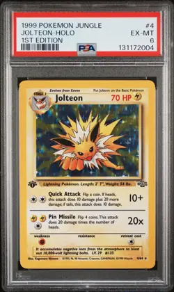 1999 POKEMON JUNGLE 1ST ED #4 JOLTEON-HOLO PSA 6 - Image 1