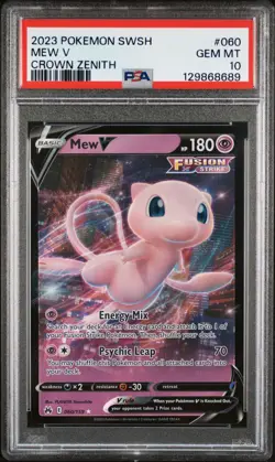 2023 POKEMON SWORD & SHIELD CROWN ZENITH #060 MEW V PSA 10 - Image 1