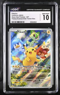 CGC 10 Pikachu 027 Paldea Evolved ETB Black Star Promo Pokemon Card - Image 1