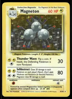 Pokemon Cards Magneton 9/102 Base Set WOTC Rare LP - Image 1