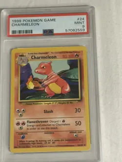 1999 POKEMON GAME BASE SET UNLIMITED #24 CHARMELEON PSA 9 MINT - Image 1