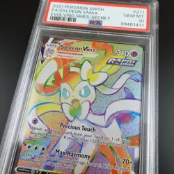 PSA 10 Sylveon Vmax 211/203 Evolving Skies Rainbow Rare Graded Pokemon Card - Image 2