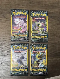 (4) Pokemon Sun & Moon Lost Thunder 3-Card Booster Packs Art Set 2018 Sealed - Image 1
