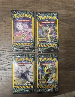 (4) Pokemon Sun & Moon Lost Thunder 3-Card Booster Packs Art Set 2018 Sealed - Image 2