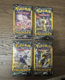(4) Pokemon Sun & Moon Lost Thunder 3-Card Booster Packs Art Set 2018 Sealed - Image 3