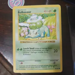 Pokemon TCG Bulbasaur Base Set, Shadowless Common Card 44/102 HP - Image 1